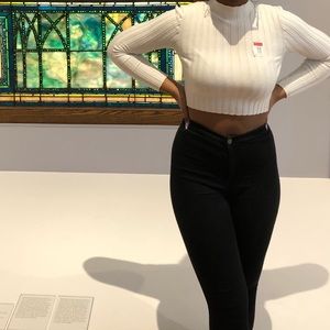 White cropped turtleneck